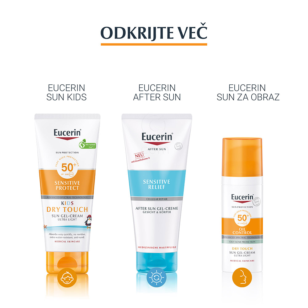 Eucerin Sun Oil Control Dry Touch, obarvan kremni gel za zaščito obraza pred soncem - light - ZF50+ (50 ml)