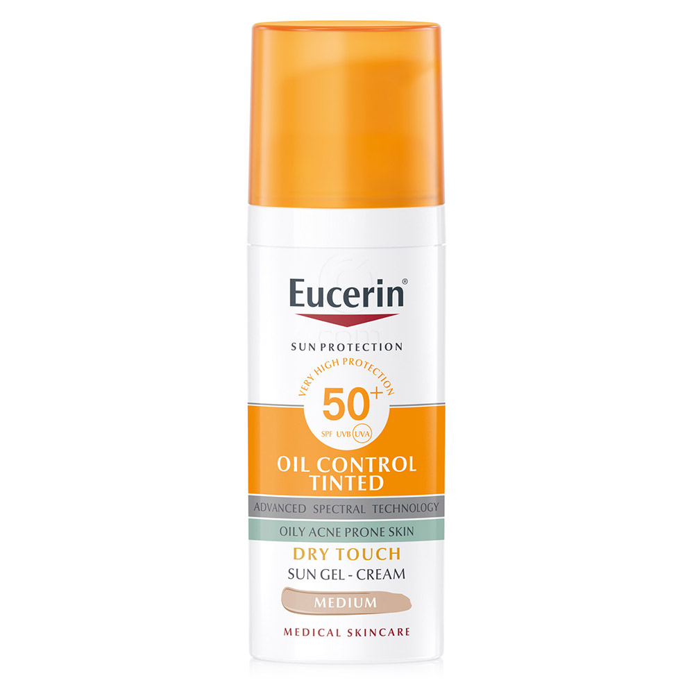 Eucerin Sun Oil Control, obarvan kremni gel za zaščito obraza odtenek Medium - ZF 50+ (50 ml) 