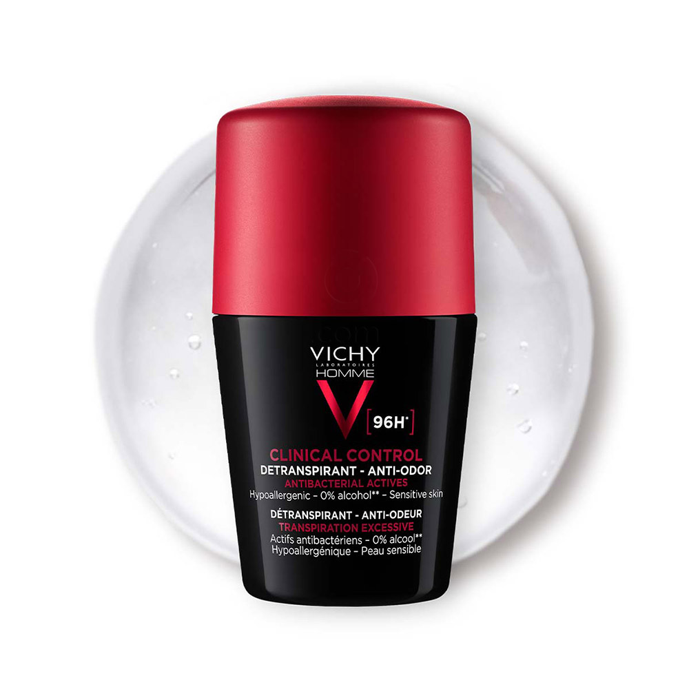 Vichy Homme Clinical Control 96h, detranspirant roll-on proti neprijetnemu vonju (50 ml)