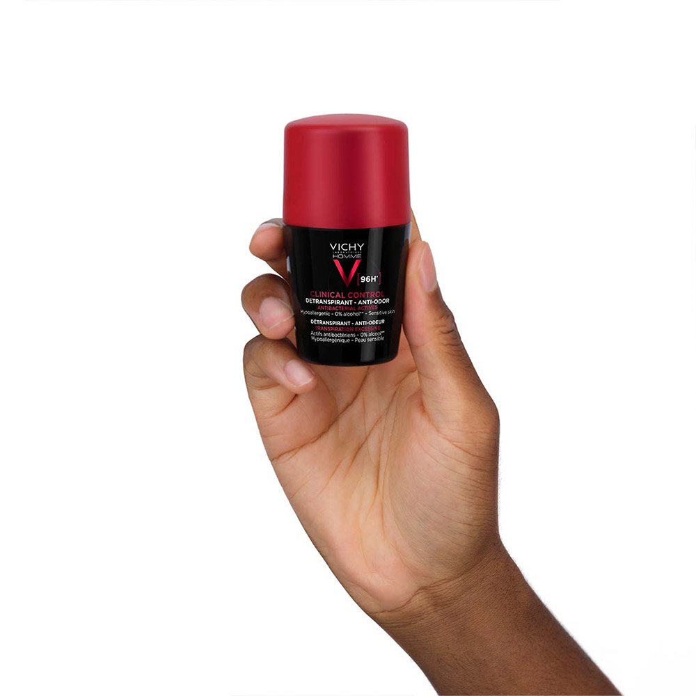 Vichy Homme Clinical Control 96h, detranspirant roll-on proti neprijetnemu vonju (2 x 50 ml)