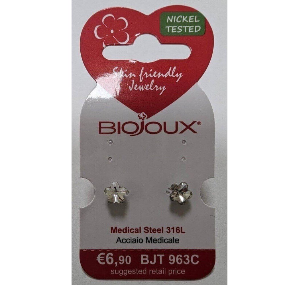 Biojoux, uhani iz kirurškega jekla - Swarovski kristalna roža - BJT963(2 uhana)