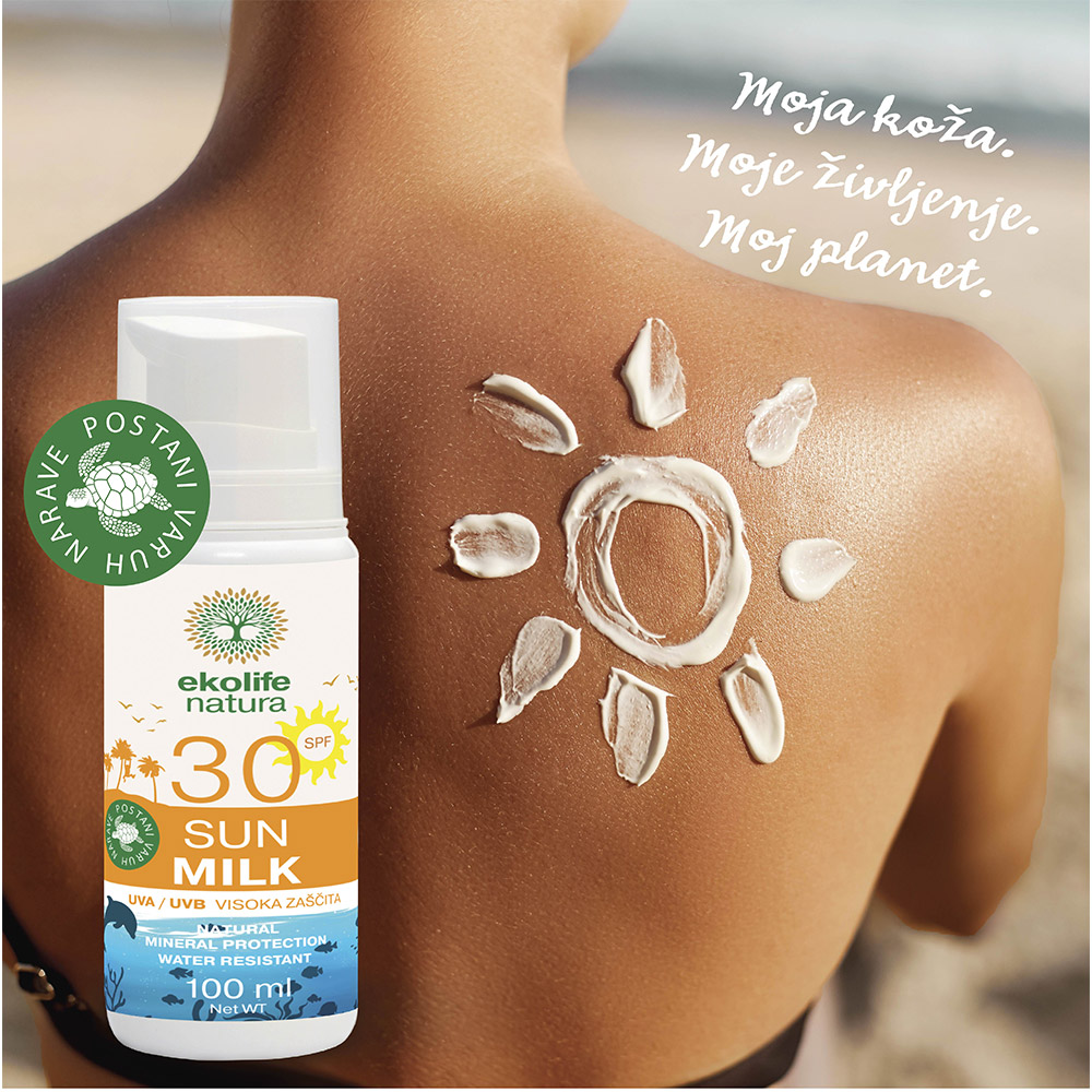 Ekolife Natura, mleko za zaščito pred soncem - ZF 30 (100 ml)