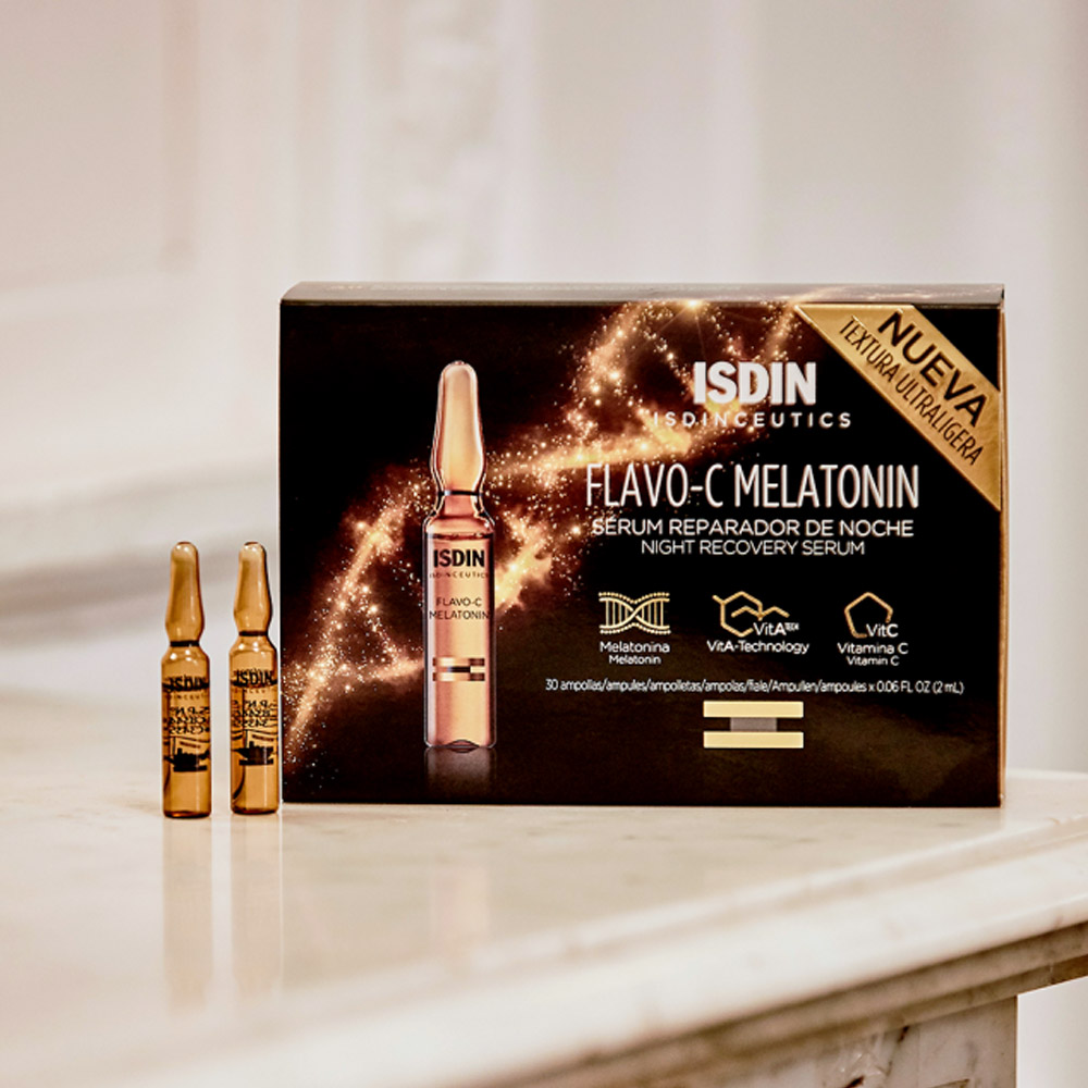 ISDIN Isdinceutics Flavo-C Melatonin, nočni obnovitveni serum - ampule (30 x 2 ml)