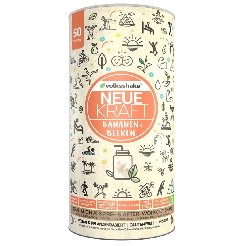 Volksshake, super živilo nova moč s sladili- okus jagodičje in banana (600 g)