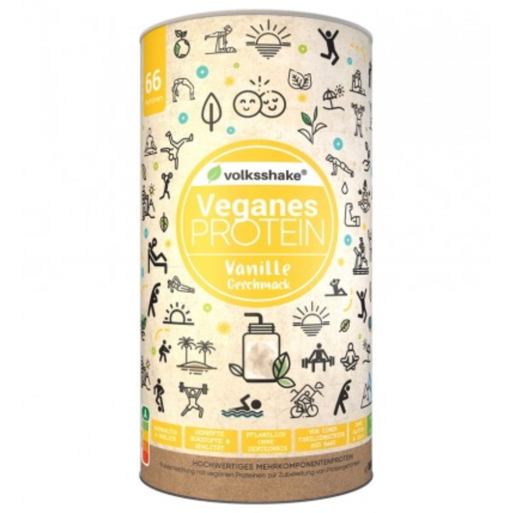 Volksshake, rastlinske beljakovine (proteini) s sladili - okus vanilija (1000 g)