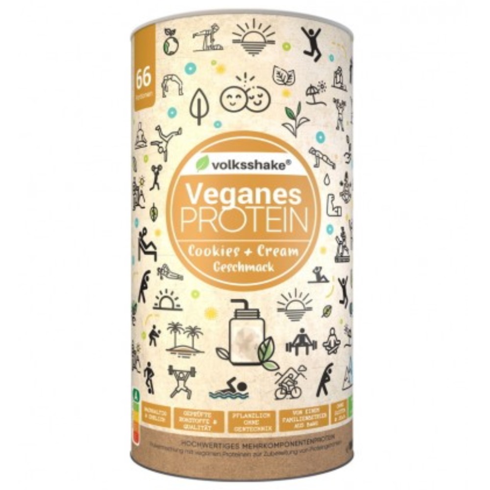 Volksshake, rastlinske beljakovine (proteini) s sladili - piškotek (1000 g)