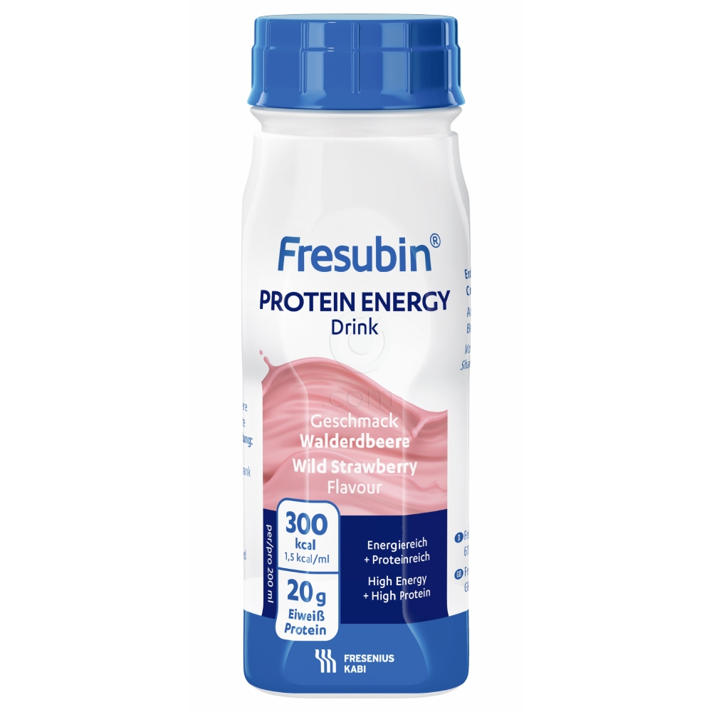 Fresubin Protein Energy Drink, peroralna suspenzija z okusom gozdnih jagod (4 x 200 ml)