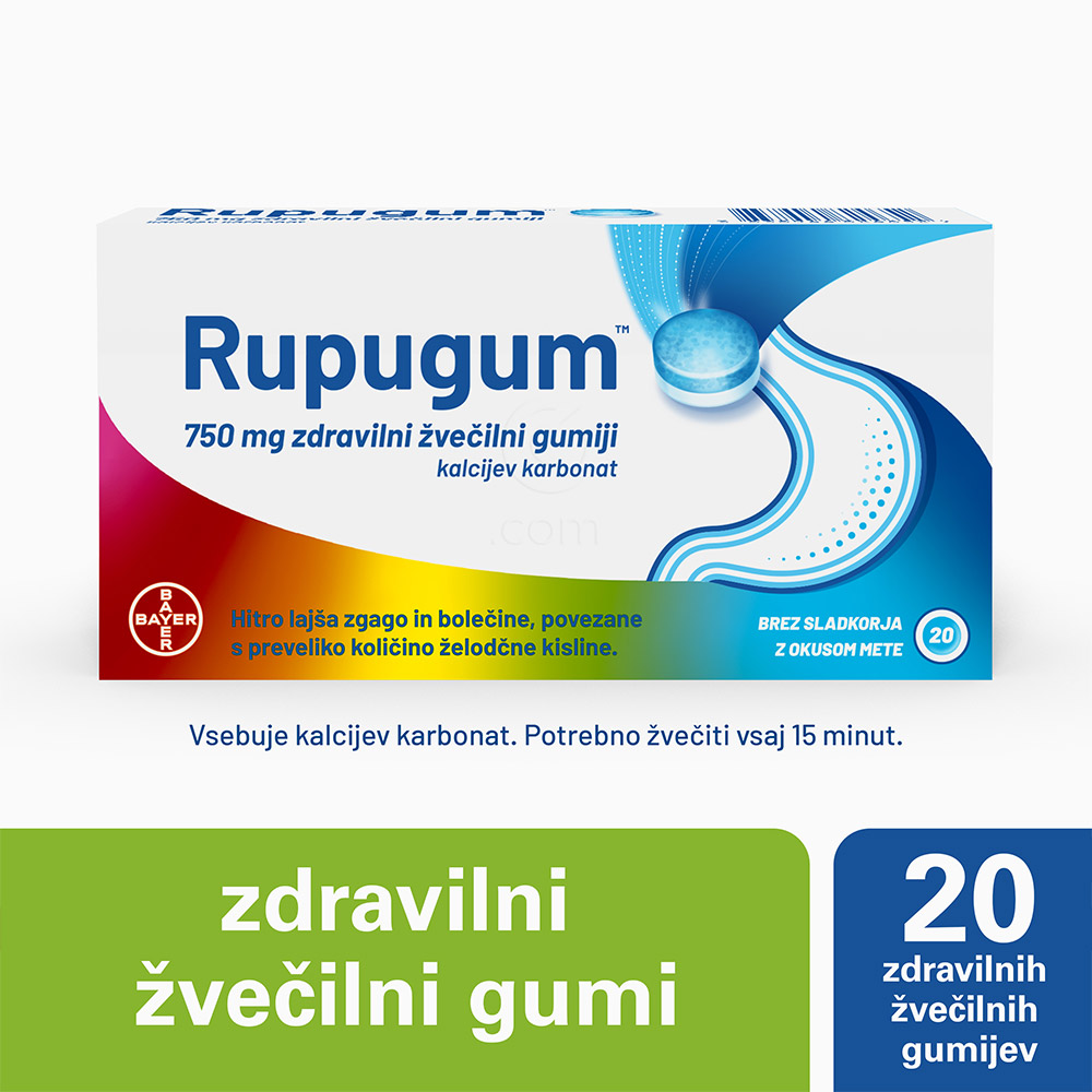 Rupugum 750 mg, zdravilni žvečilni gumi (20 žvečilnih gumijev) CENA