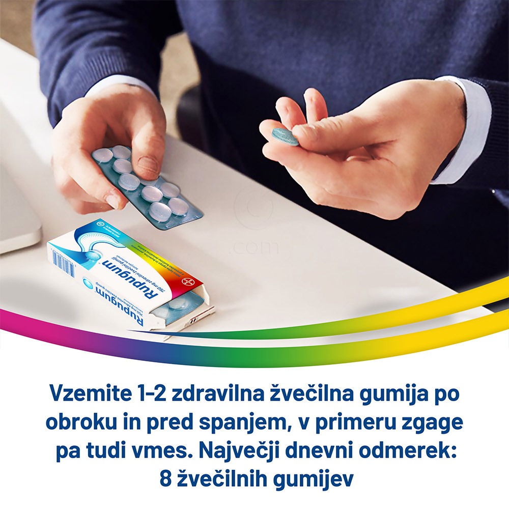 Rupugum 750 mg, zdravilni žvečilni gumi (20 žvečilnih gumijev)