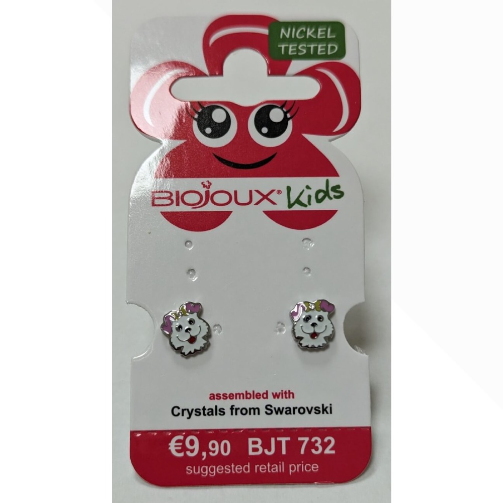  Biojoux, uhani iz kirurškega jekla - Swarovski kužek - BJT732 (2 uhana)