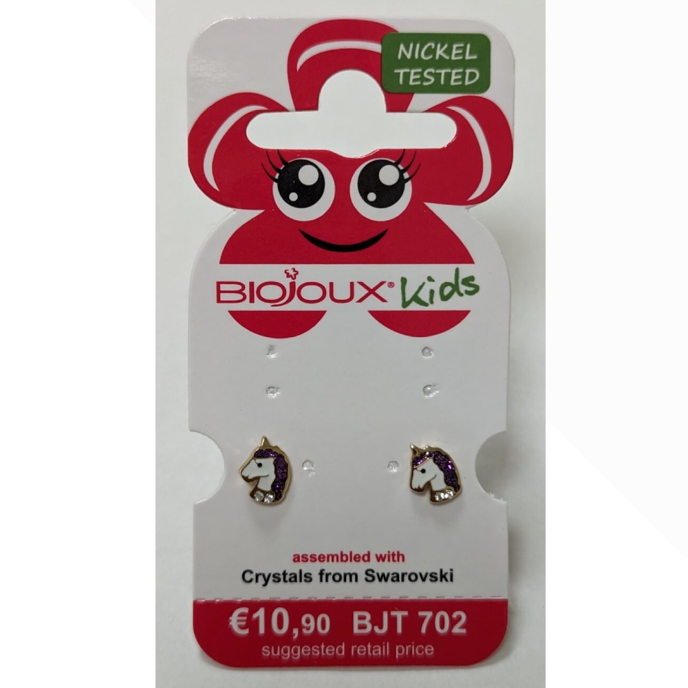 Biojoux, uhani iz kirurškega jekla - vijola Swarovski samorog - BJT702 (2 uhana)