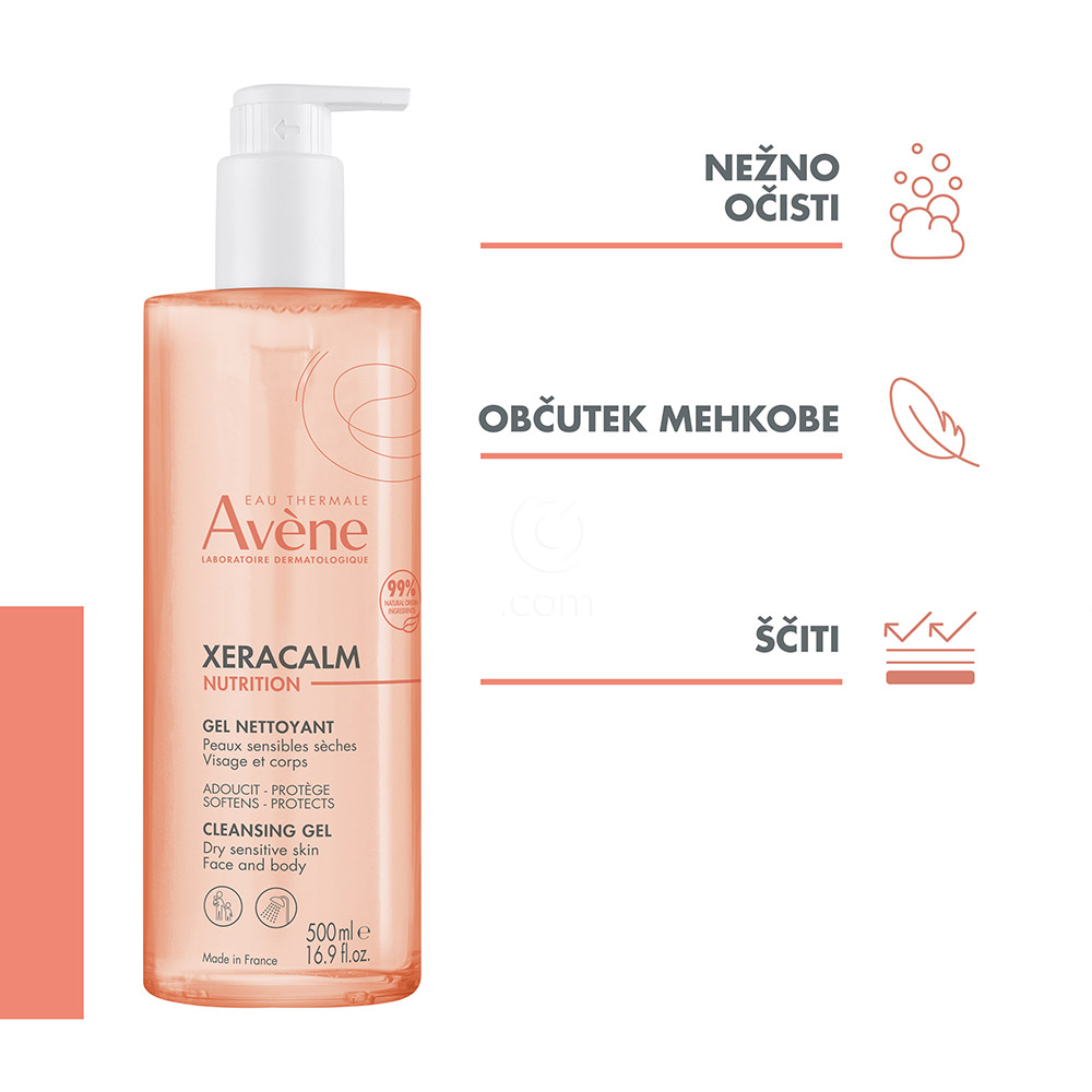 Avene XeraCalm Nutrition, vlažilni gel za čiščenje (500 ml)