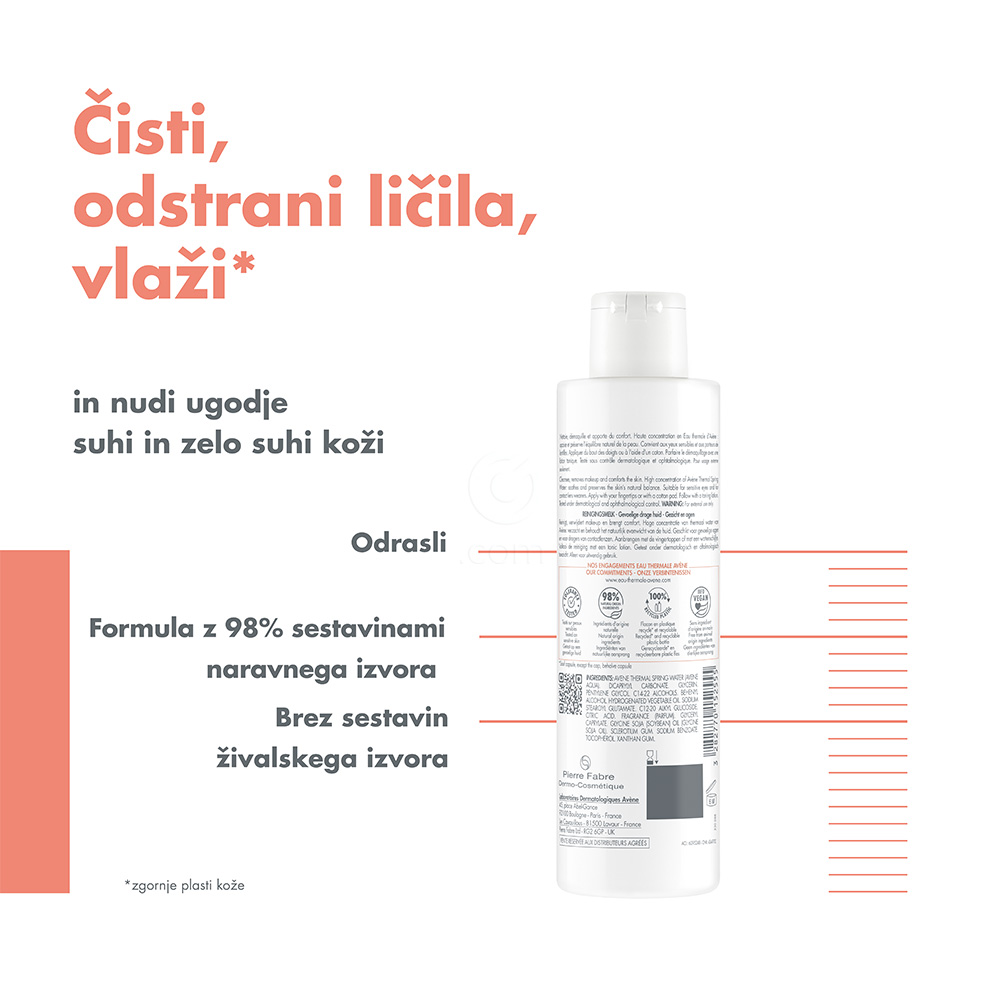 Avene, mleko za čiščenje suhe in občutljive kože (200 ml)