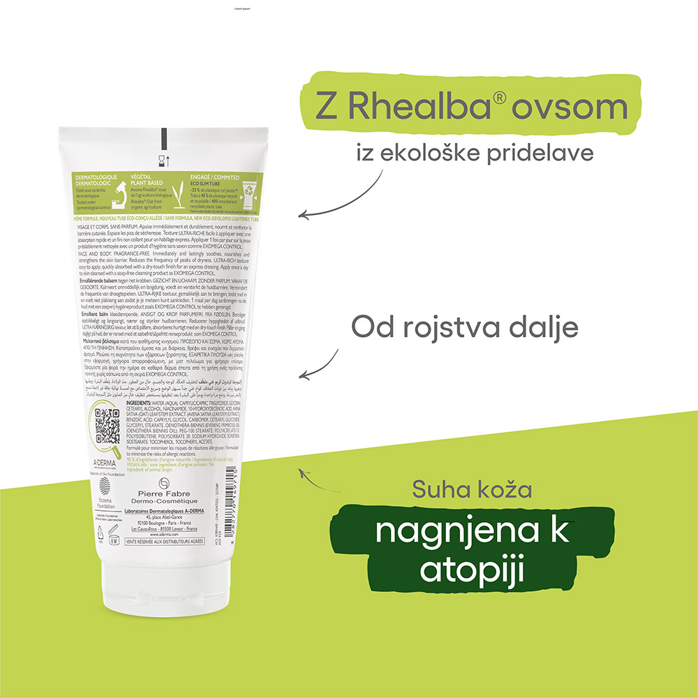 A-Derma Exomega Control, emolientni balzam (200 ml)