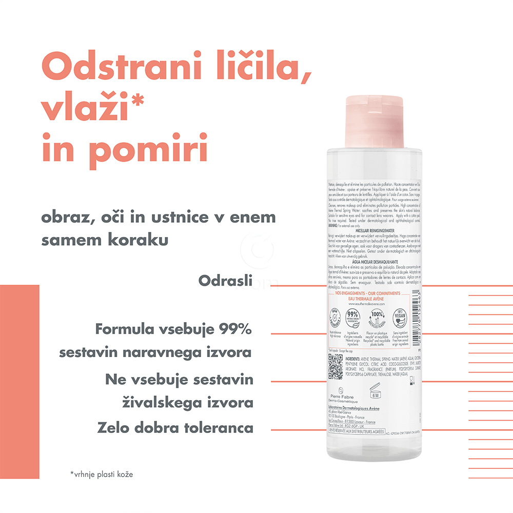 Avene, micelarni losjon za odstranjevanje ličil (200 ml)