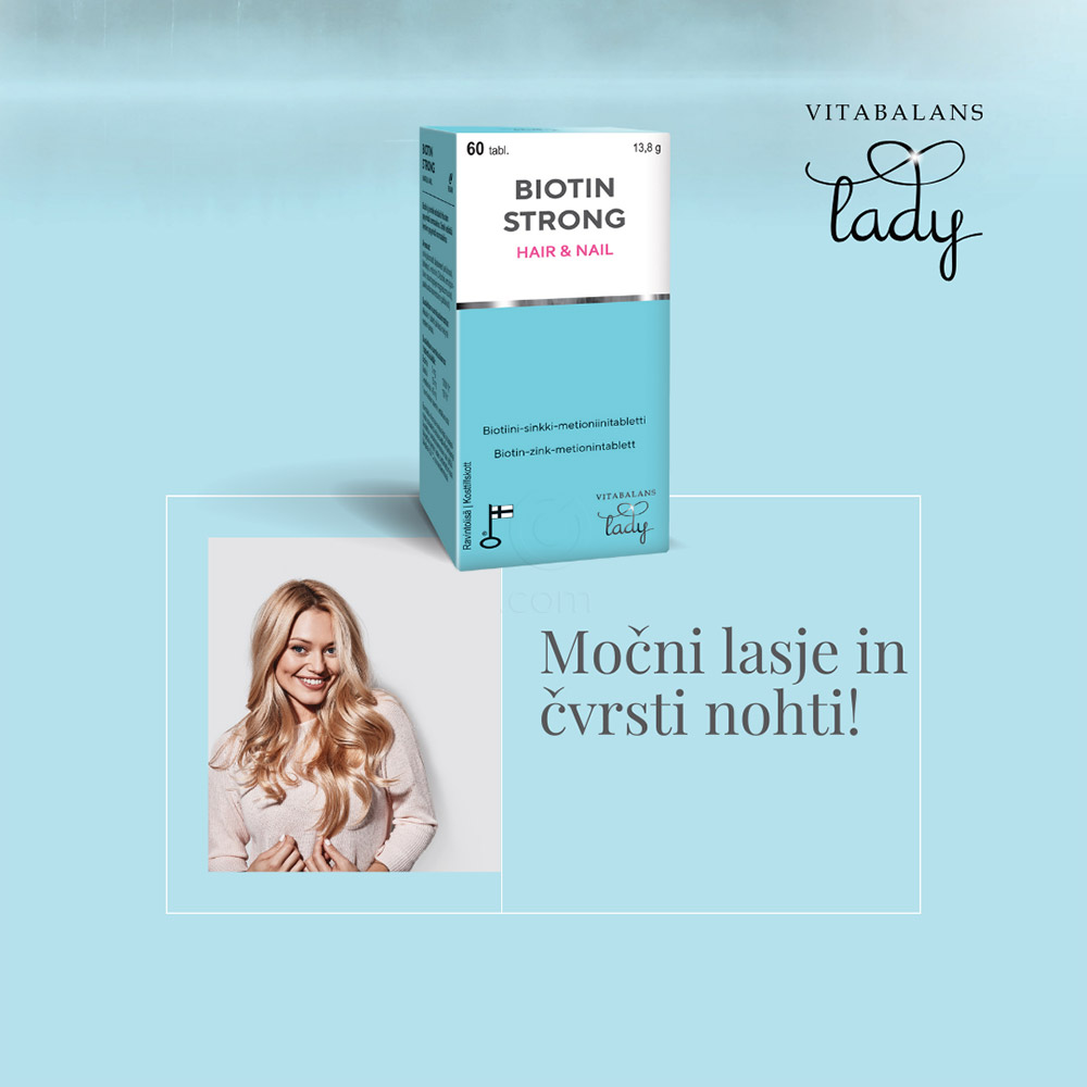 Biotin Strong Vitabalans Lady, tablete za lase in nohte (60 tablet)