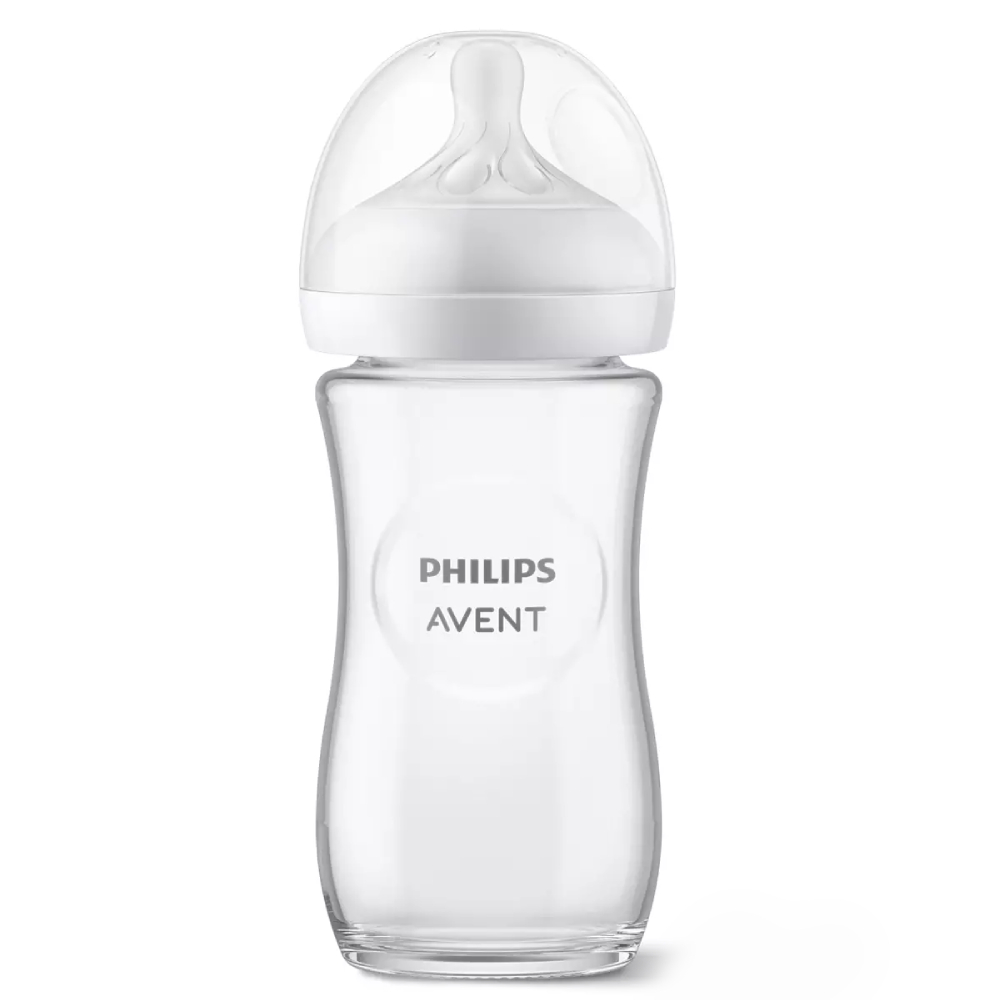 Avent Natural Response, steklenička steklena s silikonskim cucljem 3 - srednji pretok 1+ mesecev (240 ml)