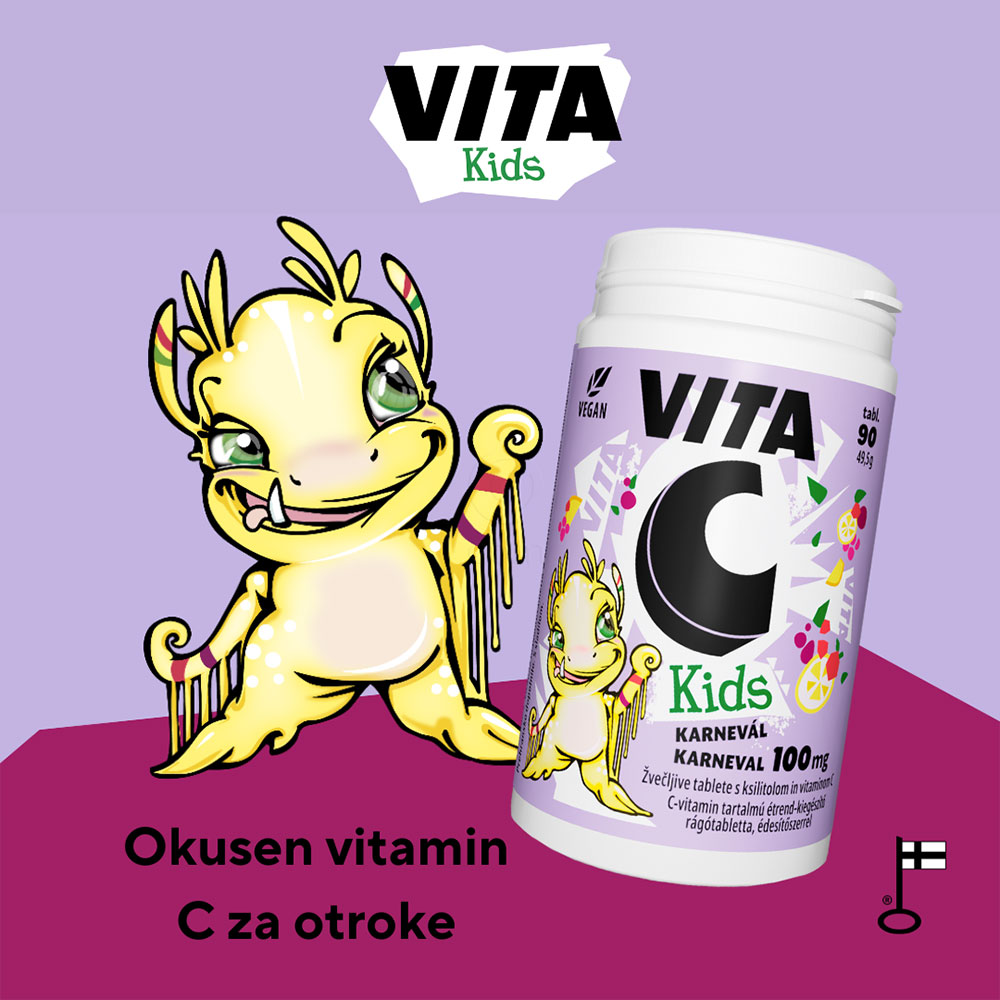 Vita C Kids 100 mg Vitabalans Karneval, žvečljive tablete (90 tablet)