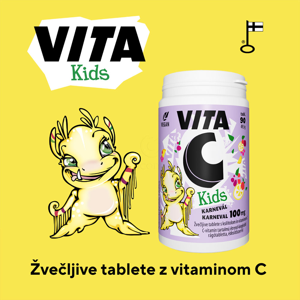 Vita C Kids 100 mg Vitabalans Karneval, žvečljive tablete (90 tablet)