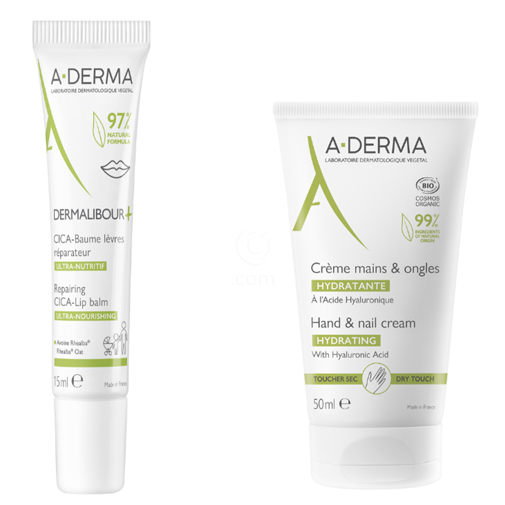 A-Derma, rutina za nego kože rok in ustnic (15 ml + 50 ml)