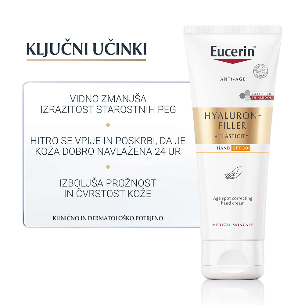 Eucerin Hyaluron-Filler + Elasticity, krema za roke proti starostnim pegam - ZF30 (75 ml)