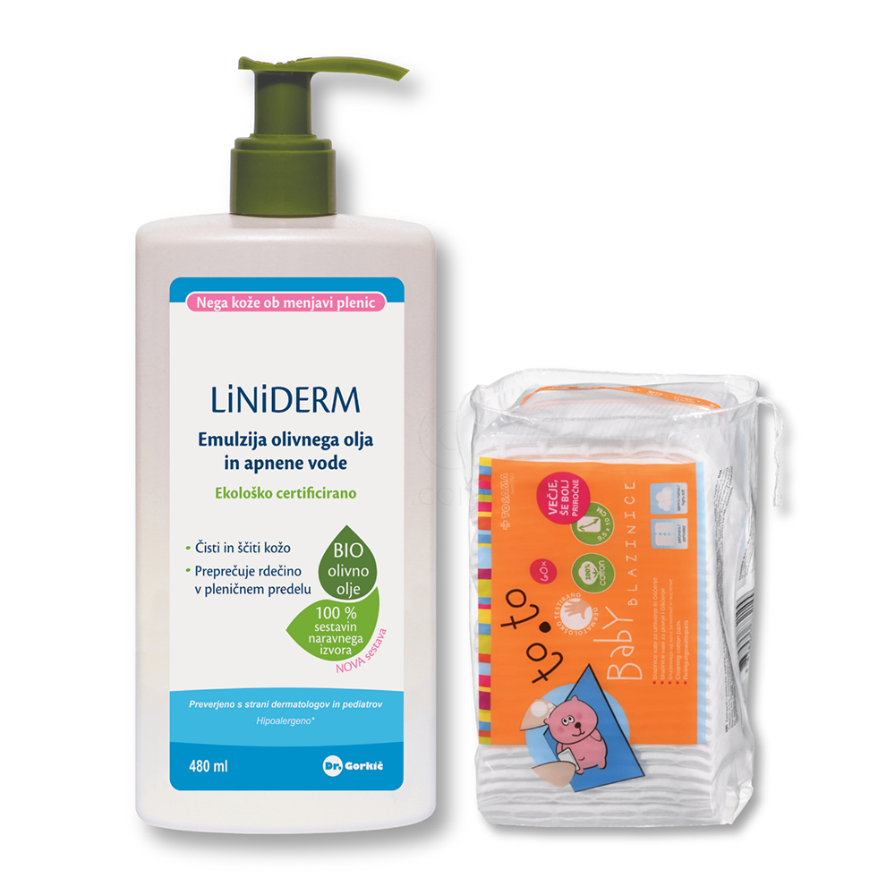 Liniderm, emulzija olivnega olja in apnene vode - plastenka s pumpico (480 ml)