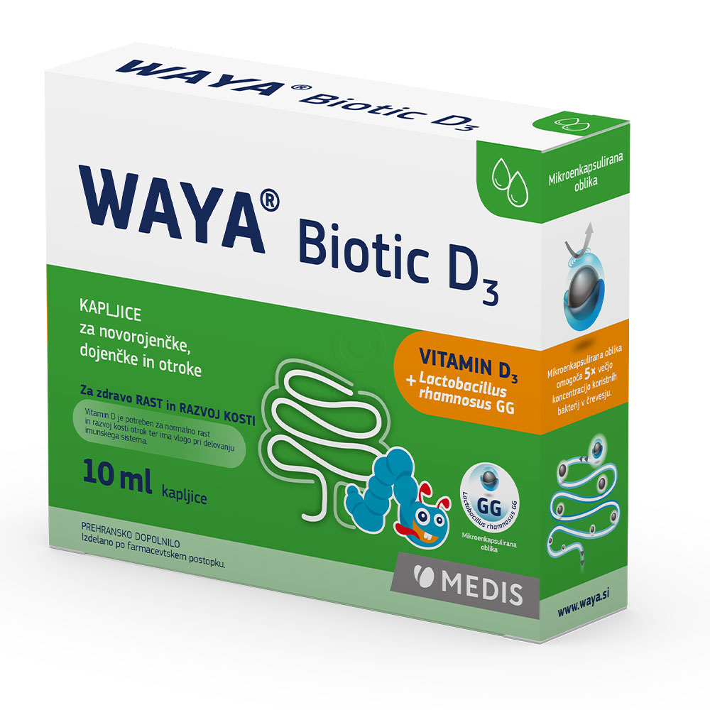 Waya Biotic D3, kapljice za novorojenčke, dojenčke in otroke (10 ml)