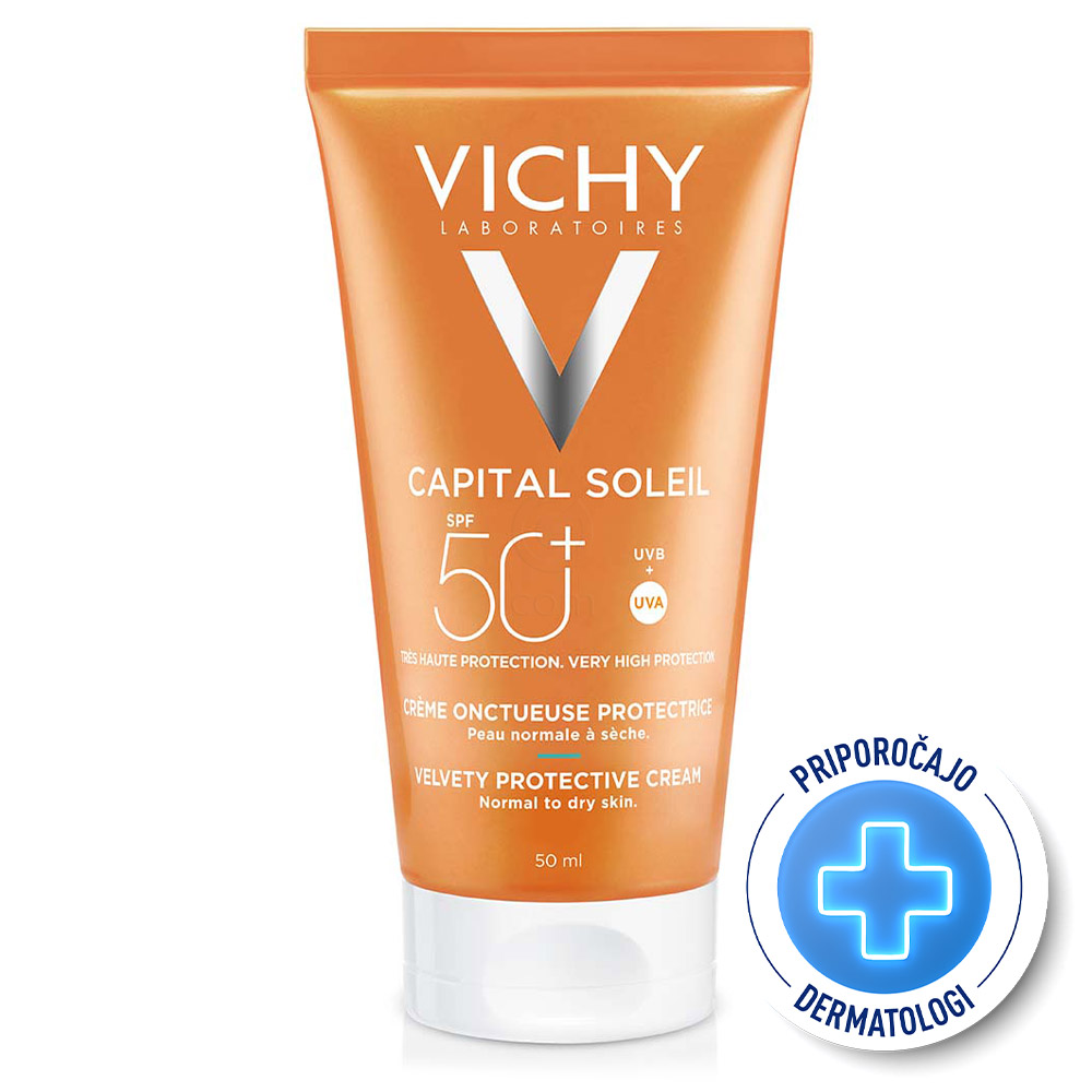 Vichy Capital Soleil, žametna krema za obraz - ZF50+ (50 ml)