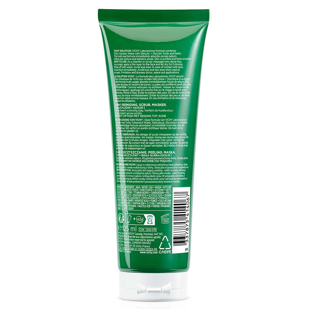 Vichy Normaderm, nega za čiščenje obraza 3v1 za občutljivo kožo nagnjeno k nepravilnostim (125 ml)