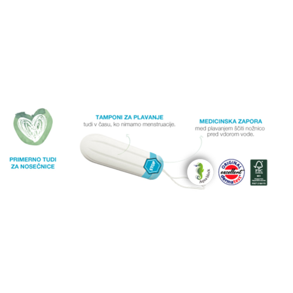 Jasmin Aqua Block, higienski tamponi - normal (16 tamponov)