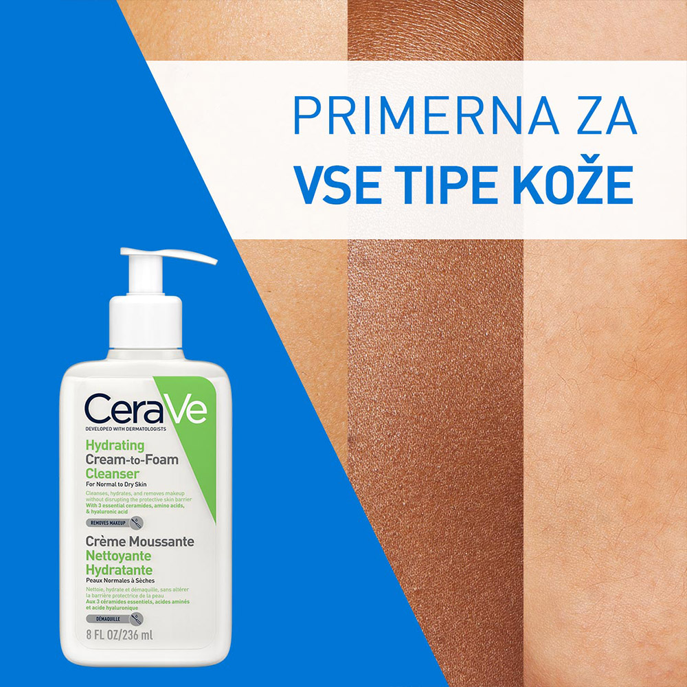 CeraVe, vlažilna kremno-penasta čistilna emulzija (236 ml)