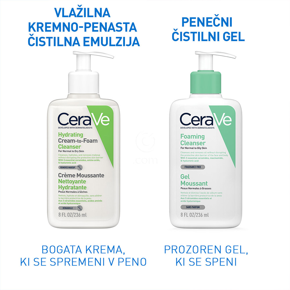 CeraVe, vlažilna kremno-penasta čistilna emulzija (236 ml)