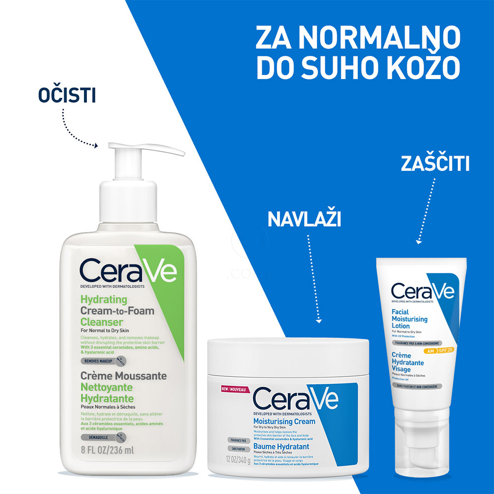 CeraVe, vlažilna kremno-penasta čistilna emulzija (236 ml)