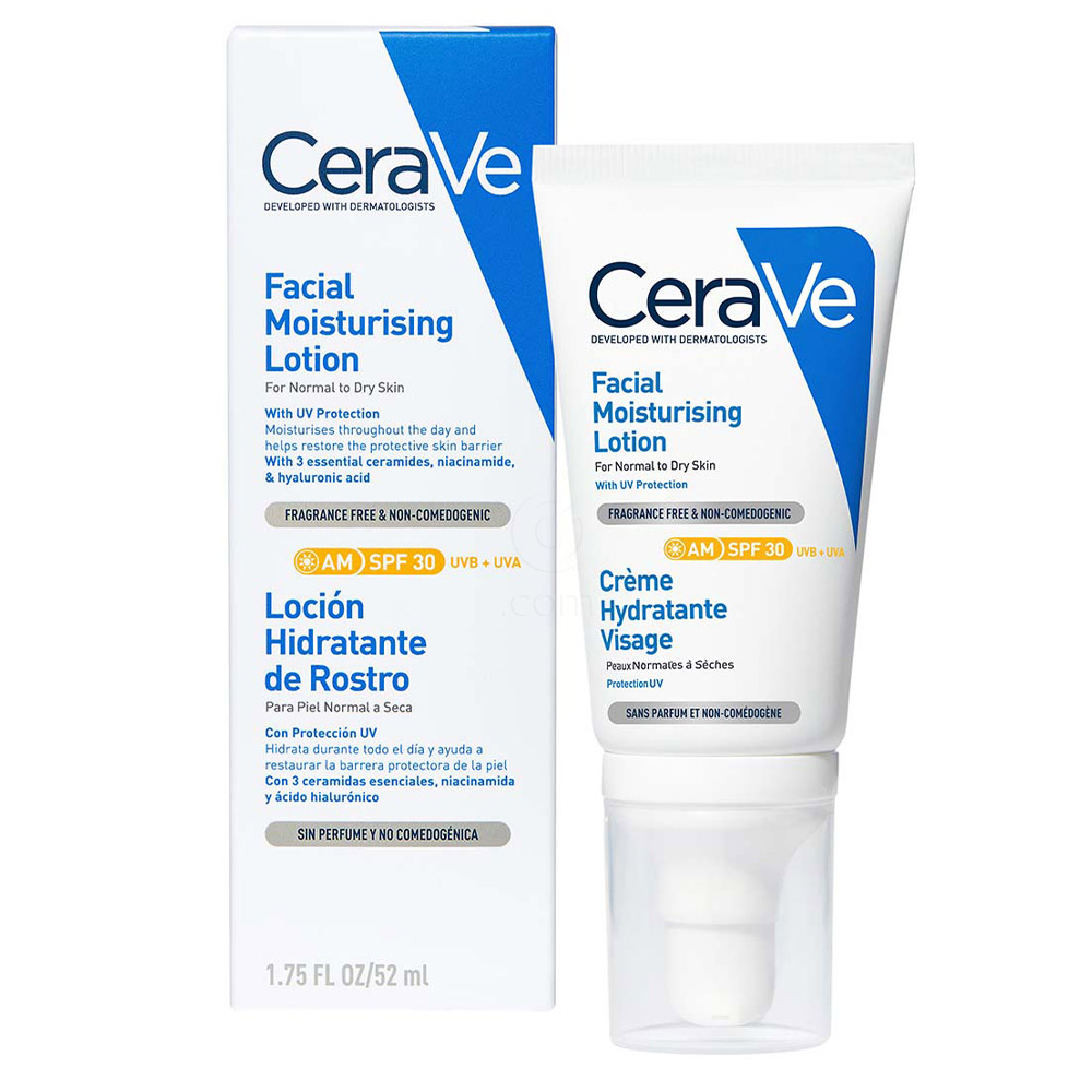 CeraVe, Vlažilna nega za obraz za normalno do suho kožo - ZF 30 (52 ml)
