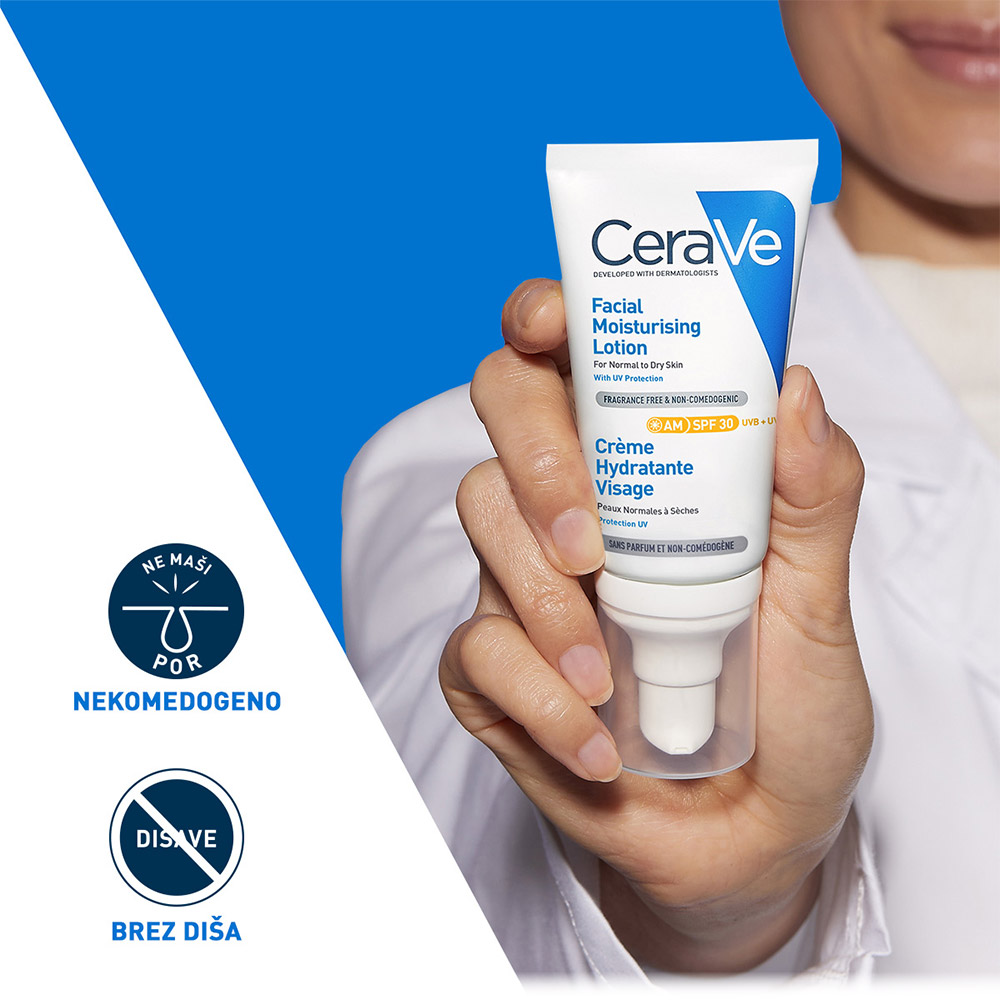 CeraVe, Vlažilna nega za obraz za normalno do suho kožo - ZF 30 (52 ml)