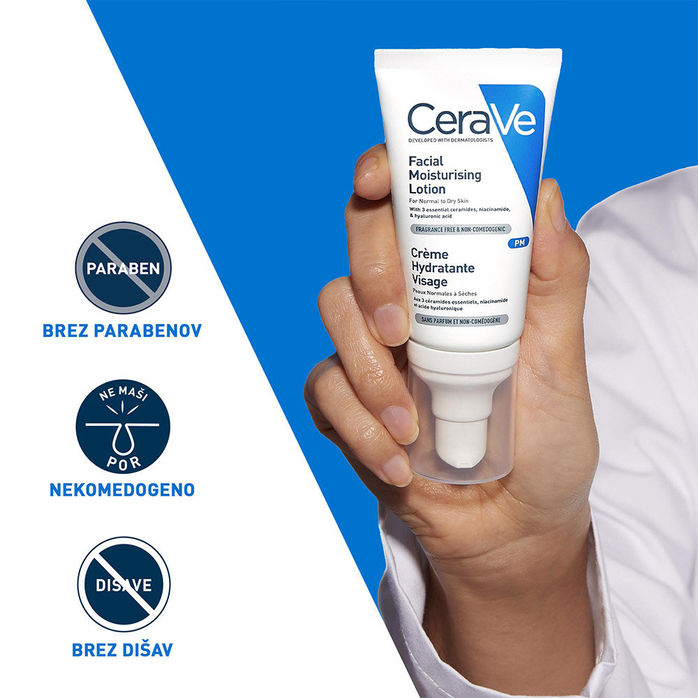 CeraVe, vlažilna nega za obraz za normalno do suho kožo (52 ml)
