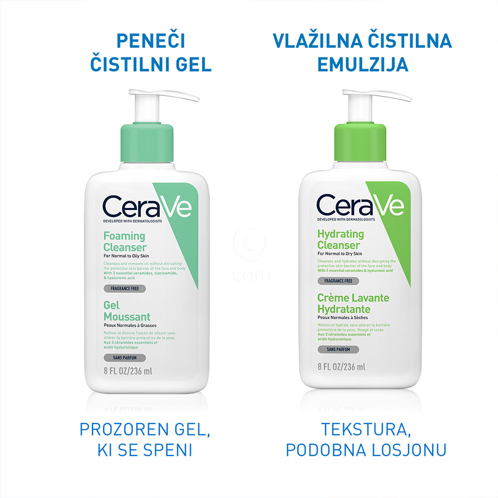 CeraVe, peneči čistilni gel za obraz za normalno do mastno kožo (236 ml)