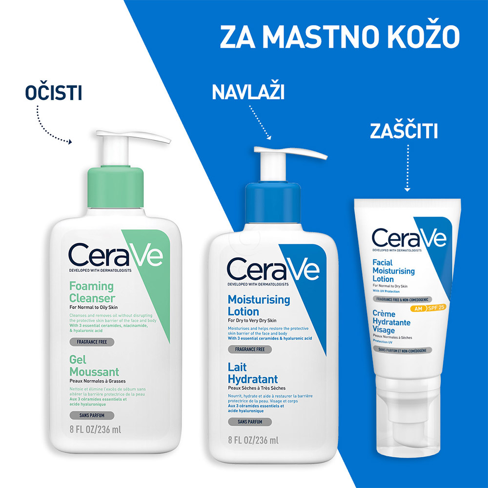 CeraVe, peneči čistilni gel za obraz za normalno do mastno kožo (236 ml)