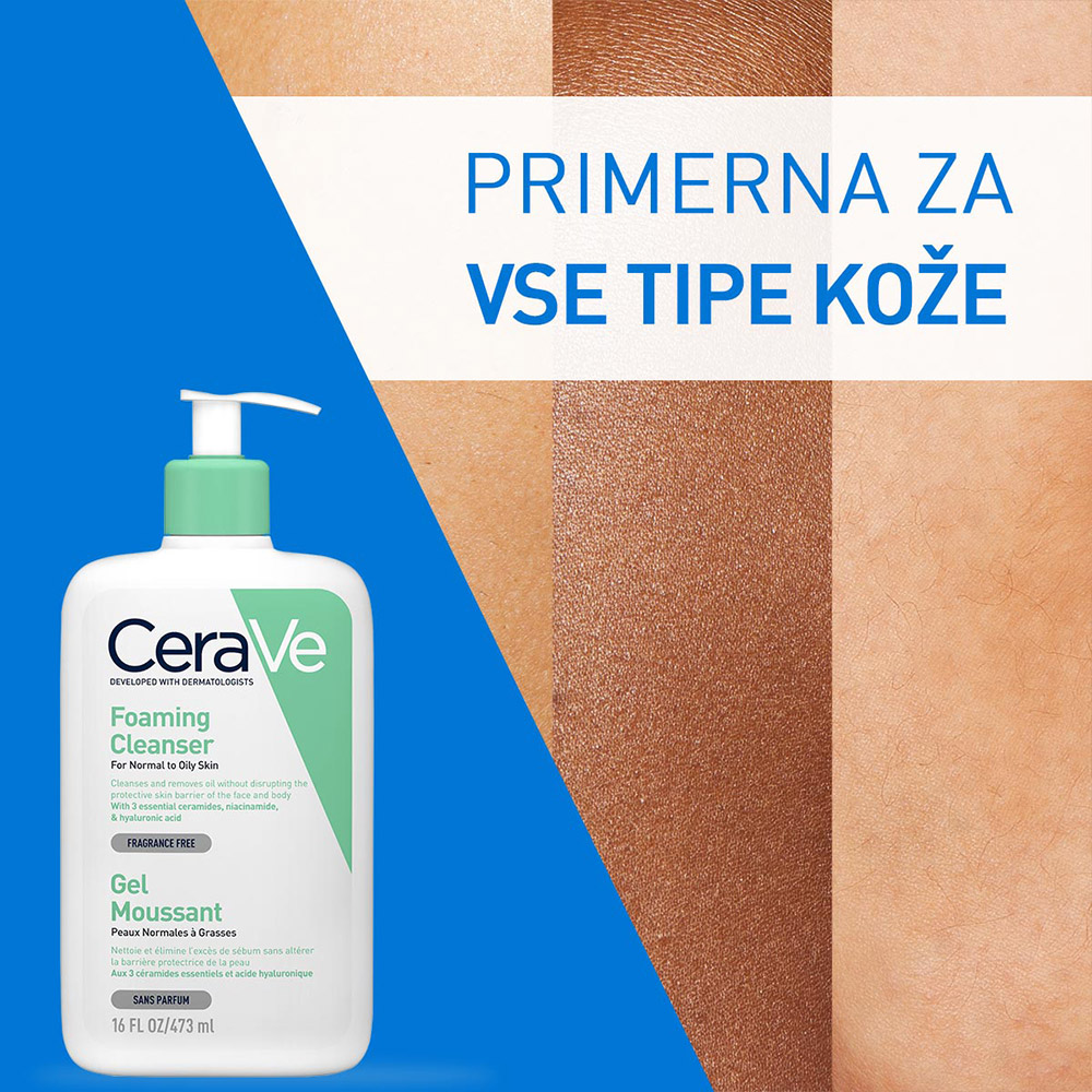 CeraVe, peneči čistilni gel za obraz za normalno do mastno kožo (1000 ml)