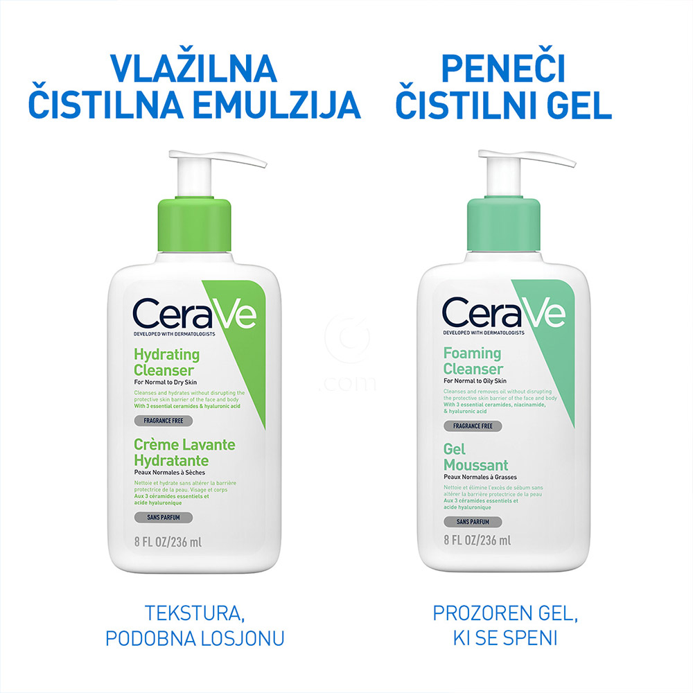 CeraVe, vlažilna čistilna emulzija za obraz za normalno do suho kožo (236 ml)