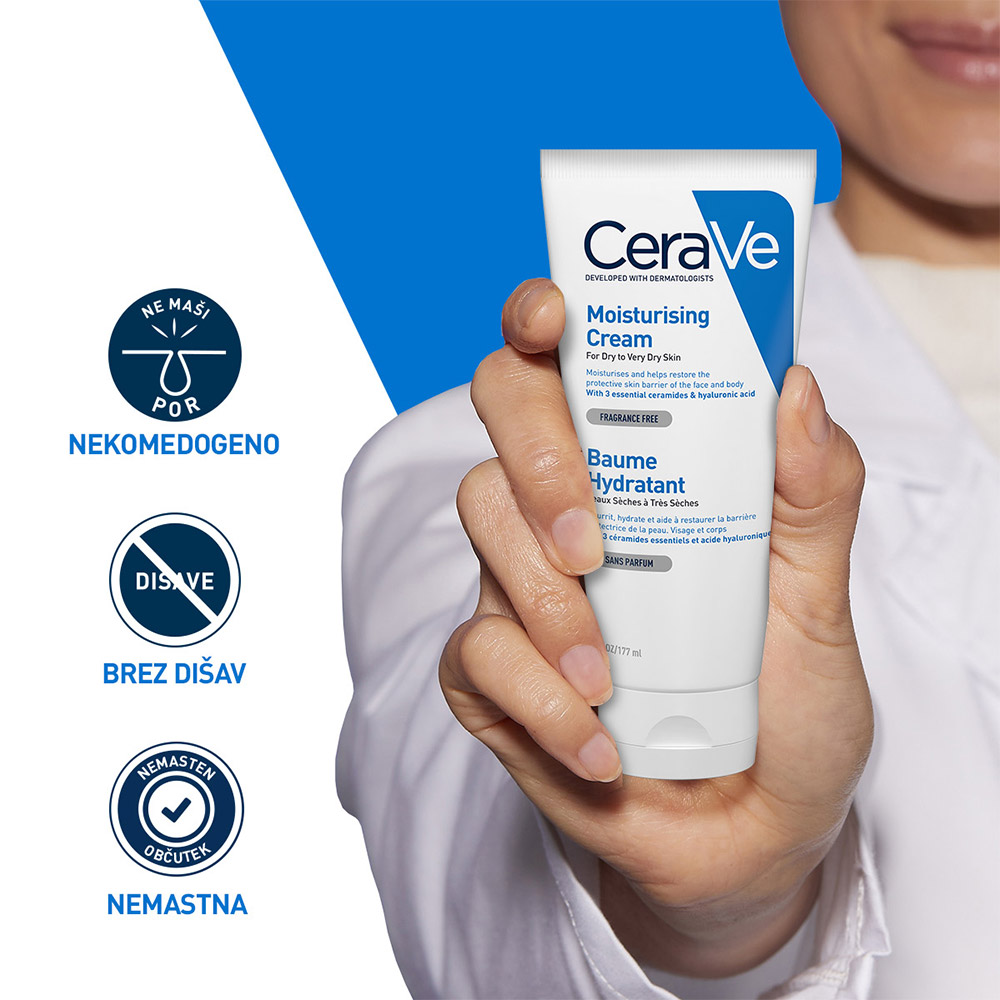 CeraVe, vlažilna krema za telo za suho do zelo suho kožo (177 ml)