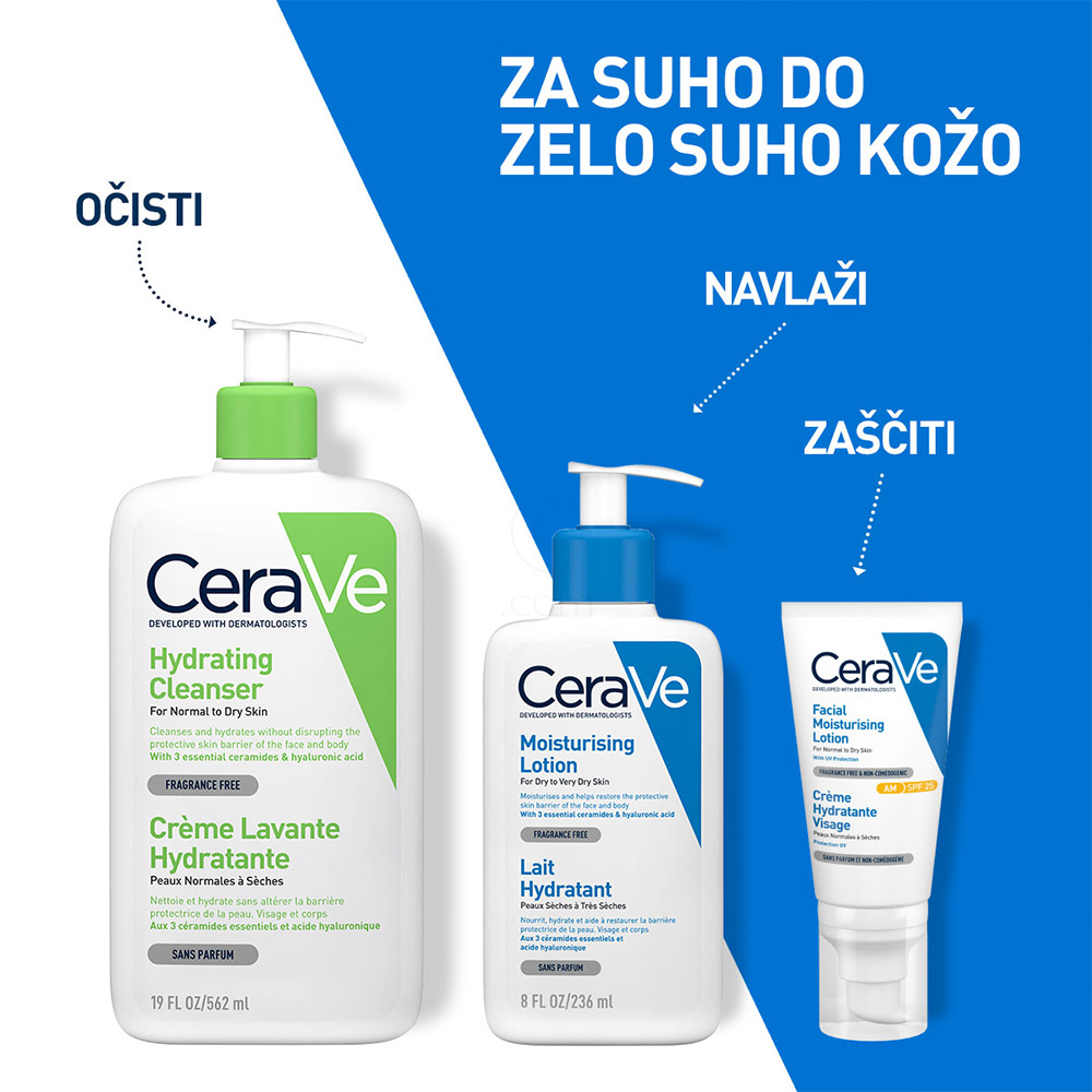 CeraVe, vlažilni losjon za telo za suho do zelo suho kožo (236 ml)