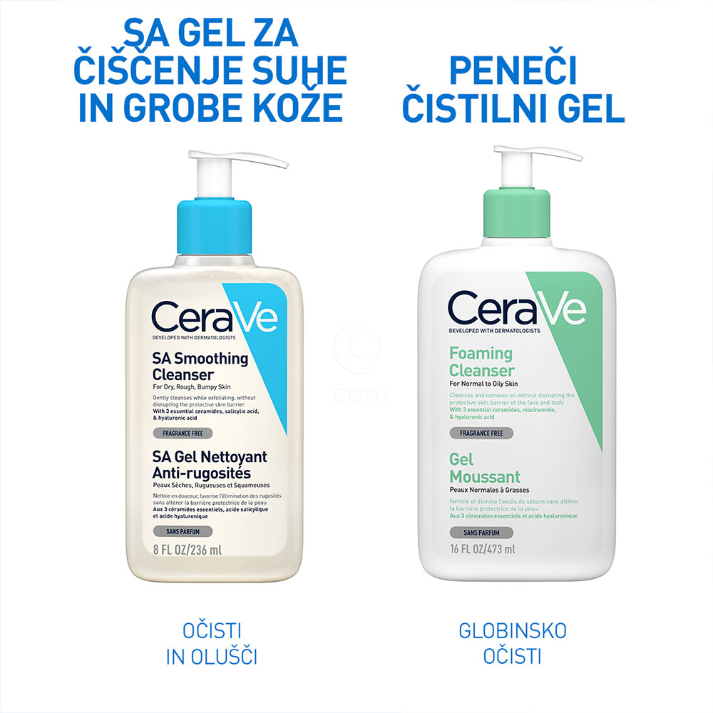 CeraVe SA, gel za čiščenje suhe in grobe kože (236 ml)