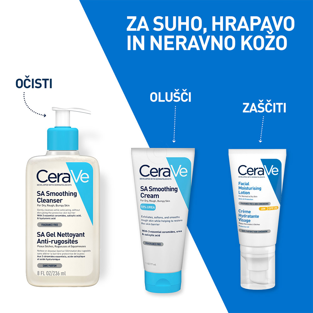 CeraVe SA, gel za čiščenje suhe in grobe kože (236 ml)