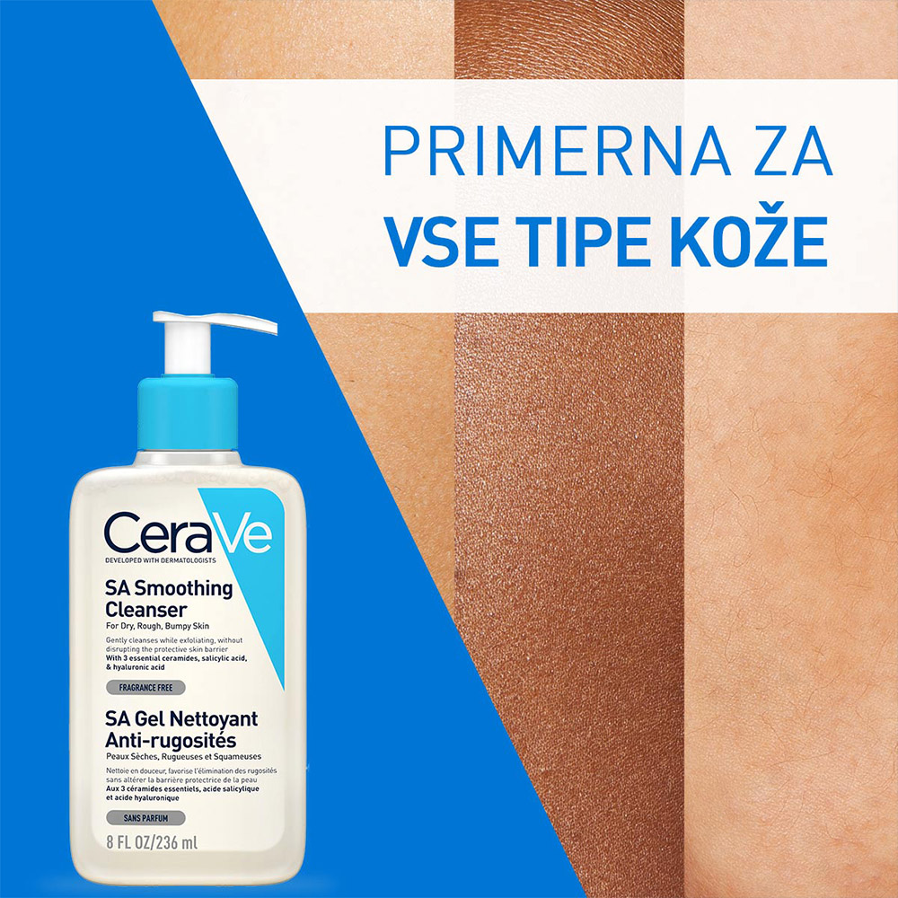 CeraVe SA, gel za čiščenje suhe in grobe kože (236 ml)