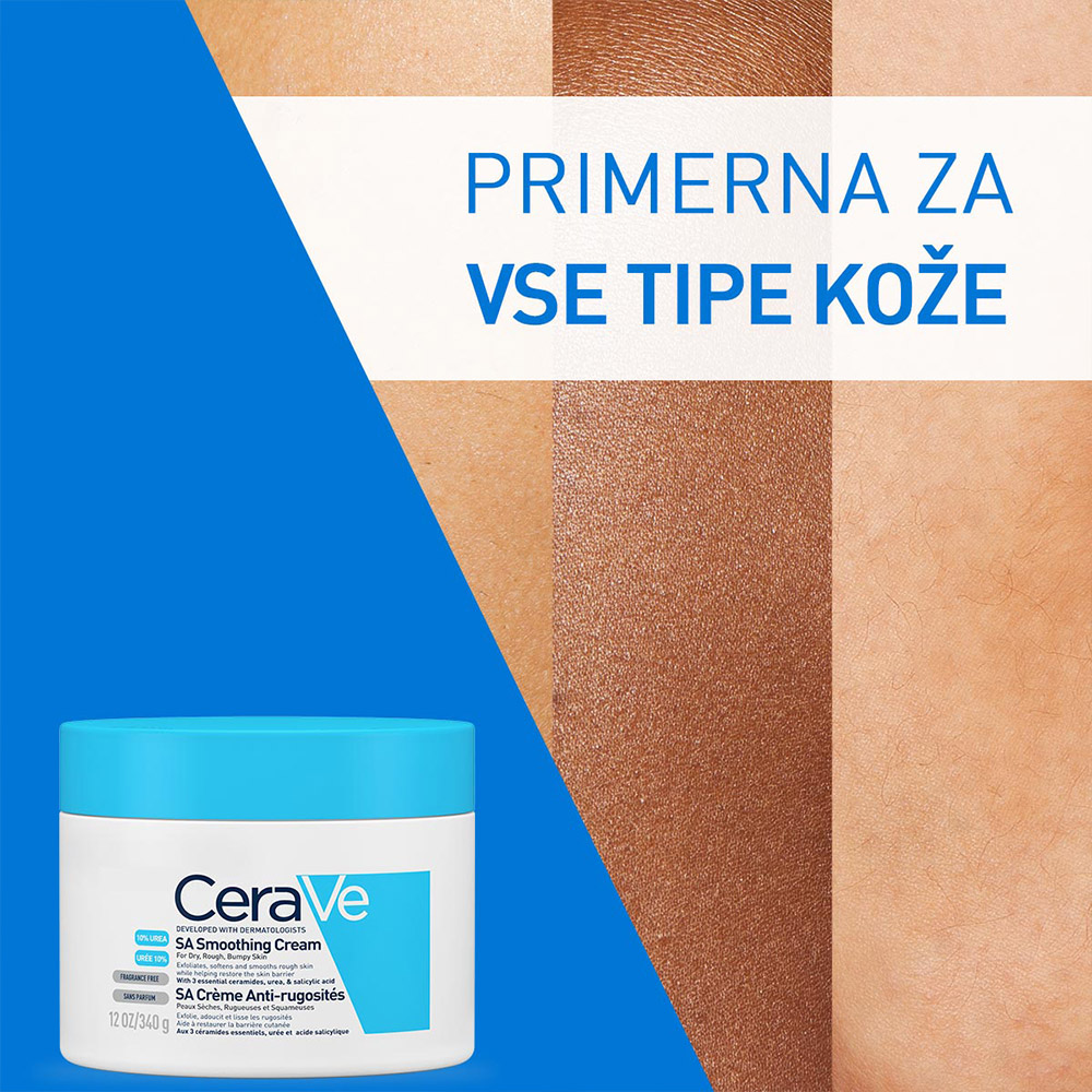 CeraVe SA, krema za glajenje suhe in grobe kože (340 ml)