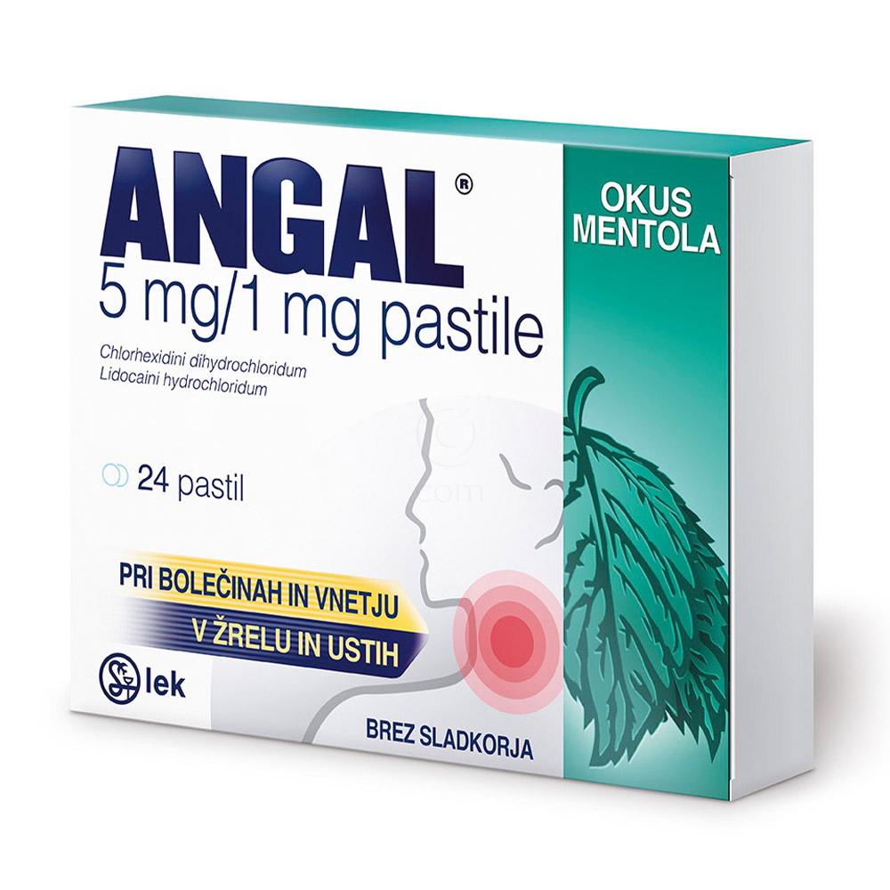 Angal 5 mg/1 mg, pastile z okusom mentola (24 pastil)