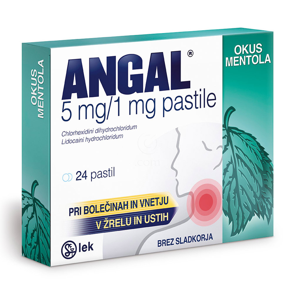 Angal 5 mg/1 mg, pastile z okusom mentola (24 pastil)
