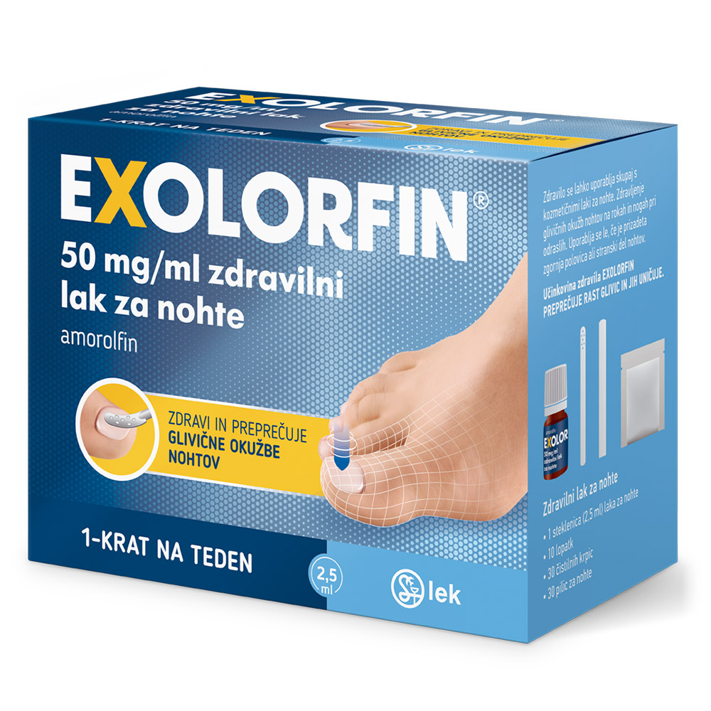 Exolorfin 50 mg/ml, zdravilni lak za nohte (2,5 ml)