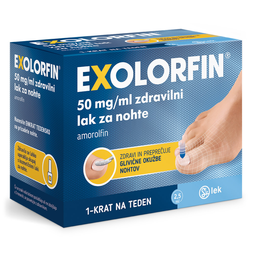 Exolorfin 50 mg/ml, zdravilni lak za nohte (2,5 ml)